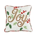 thumbnail image 1 of HGTV Home Collection by National Tree Company Christmas Pillow, Multicolor, JOY, Embroidered, Beaded, Plaid Trim, 18 Inch, 1 of 5