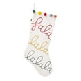 thumbnail image 1 of National Tree Company HGTV Home Collection 20 in. Christmas Stocking, White, Fa La La, Embroidered, Pom Poms, 1 of 4