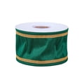 thumbnail image 1 of 3 in. Dupioni Double Sided Green Ribbon with Gold Piping, 1 of 4