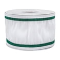 thumbnail image 1 of 3 in. Dupioni Double Sided White Ribbon with Green Piping, 1 of 5