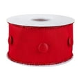 thumbnail image 1 of 3 in. Dupioni Red Button Ribbon with Red Tinsel Piping, 1 of 5