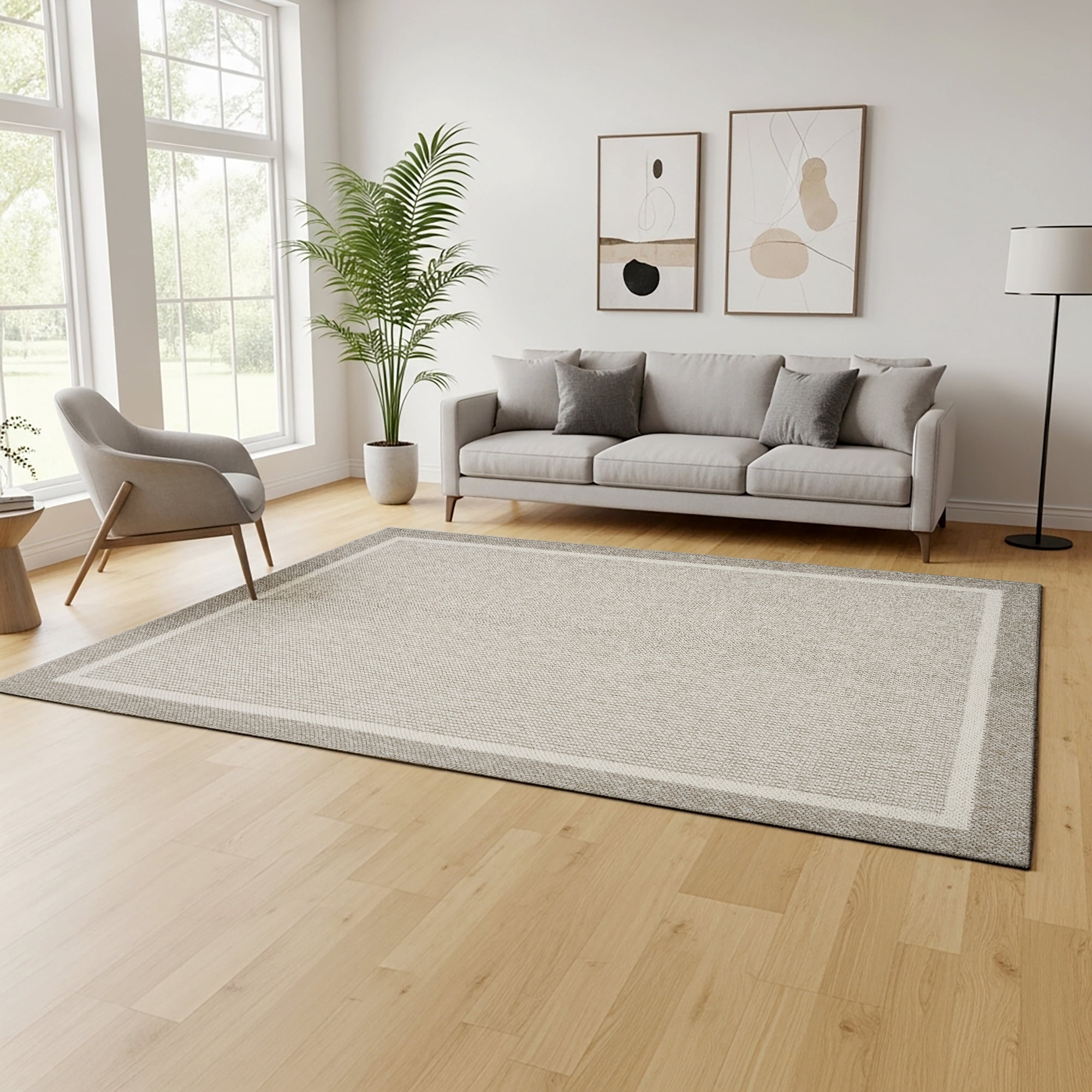 HGTV Soft Weave Mari Modern/ Contemporary Solid Color Beige Area Rug, 8x10