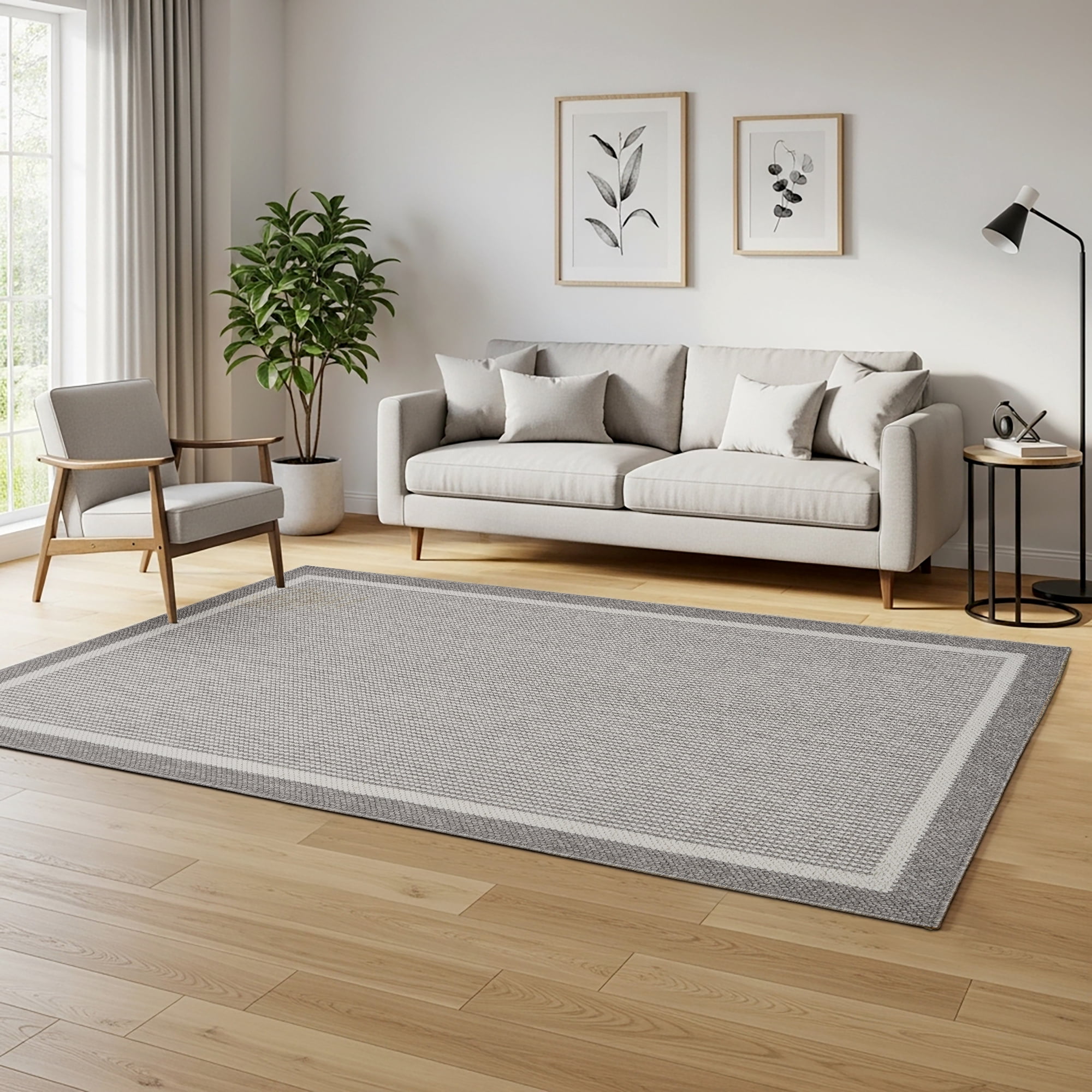 HGTV Soft Weave Mari Modern/ Contemporary Solid Color Gray Area Rug, 4x6