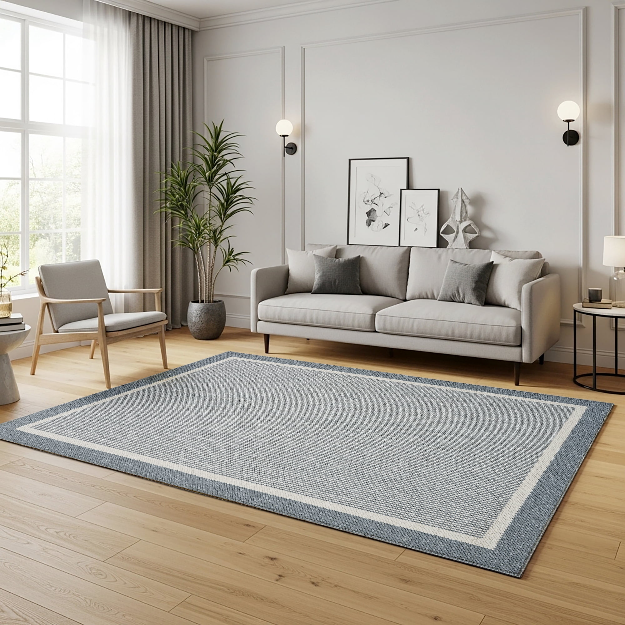 HGTV Soft Weave Mari Modern/ Contemporary Solid Color Lt Blue Area Rug, 8x10