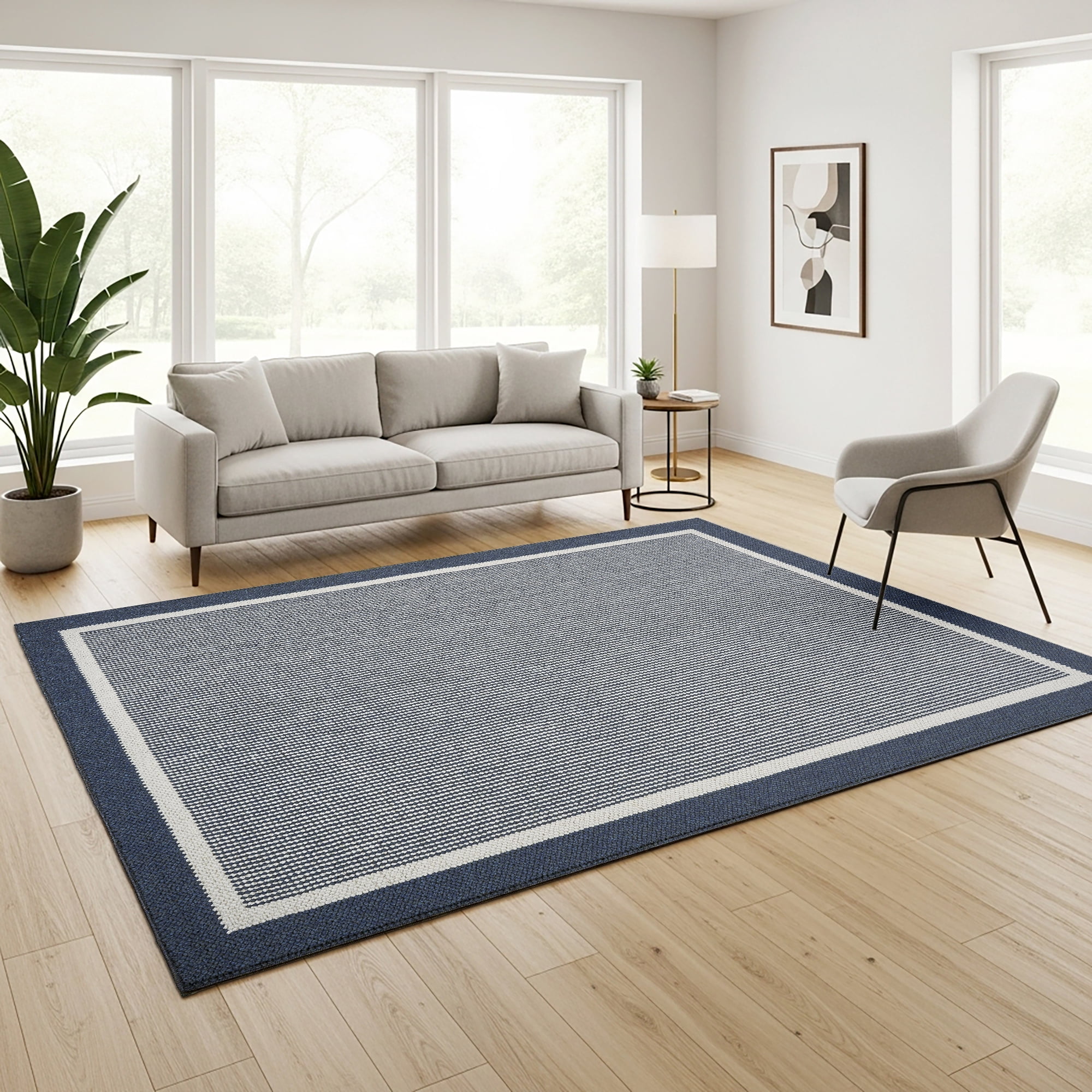 HGTV Soft Weave Mari Modern/ Contemporary Solid Color Navy Area Rug, 4x6