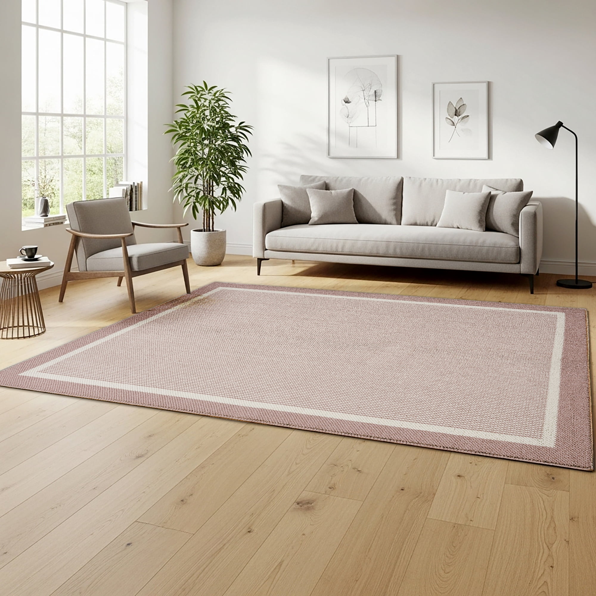 HGTV Soft Weave Mari Modern/ Contemporary Solid Color Pink Area Rug, 6x9