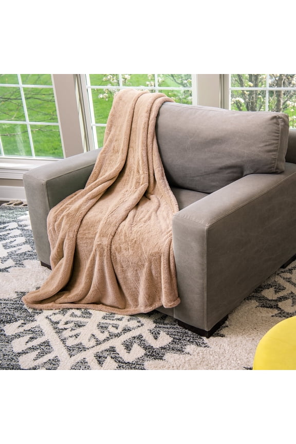 Super Luxe Faux Fur Throw Blanket Nomadic Desert 50 x 70 inches