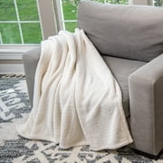 HGTV Teddy Sherpa Fur Throw Blanket Snowbound 50 x 70 inches