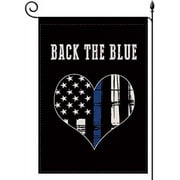 HGUAN Back The Blue Garden Flag,Police Thin Blue Line Heart Black Lives Matter Flag Vertical Double Sided 12.5x18 Inch,Black Civil Rights Love is Love Rustic Farmland Holiday Outdoor Décor