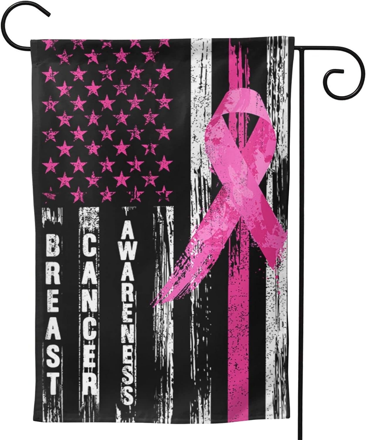 HGUAN Breast Cancer Awareness Garden Flag October Month Pink Ribbon ...