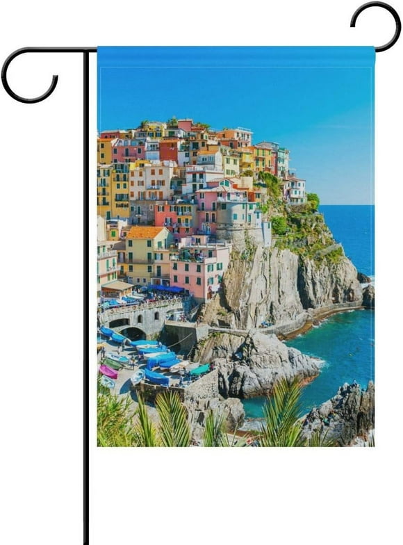 HGUAN Italy Sea Coast Landscape Decorative Double Sided House Flag