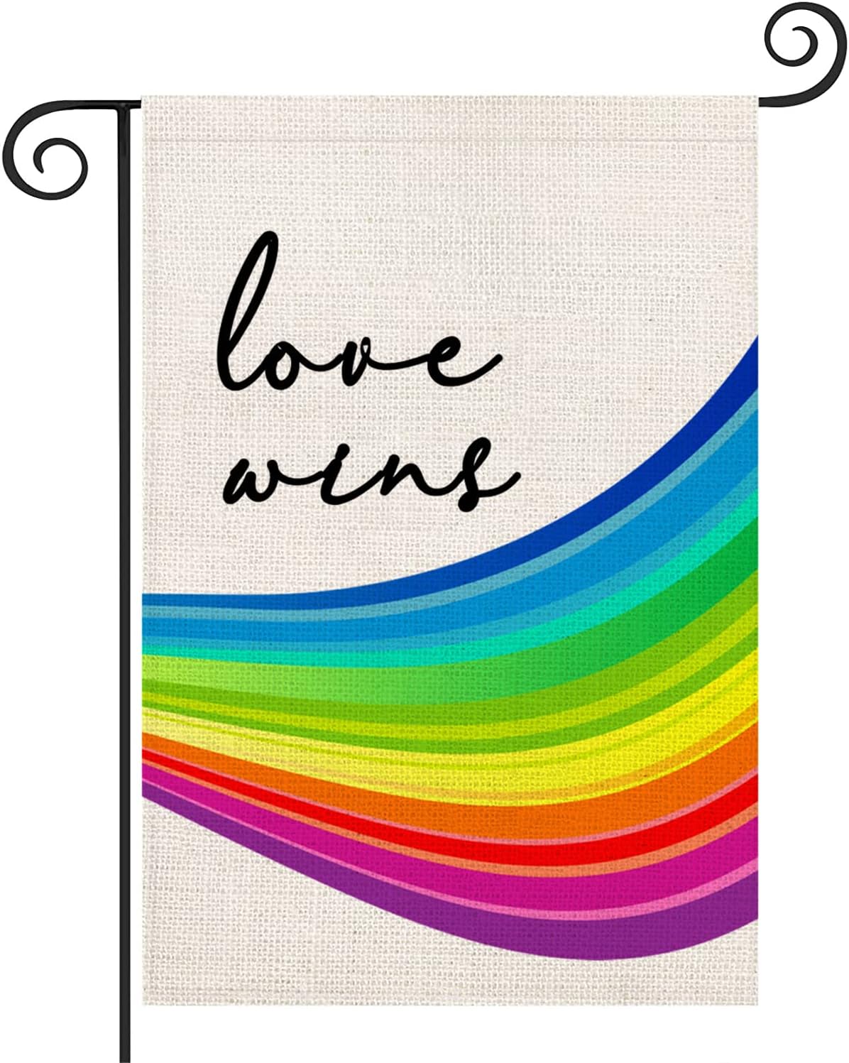 HGUAN Love Wins Rainbow Pride House Flag Vertical Double Sided Pride