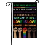 HGUAN Pride Flag Black Lives Matter Garden Flags, for in This House We Believe Science Is Real Vertical Double Sided 12x18