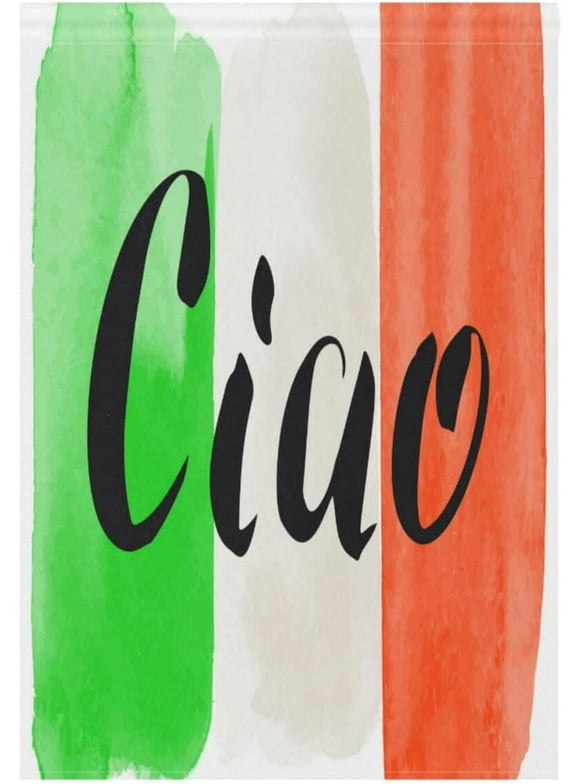 HGUAN Word Ciao and Flag Of Italy Garden Flag 12 x 18 inch Vertical Double-Sided Printed Outdoor Yard Decor Banner