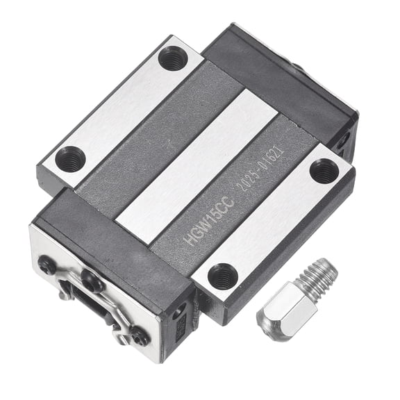 HGW15CC Linear Slider Block, Linear Slider Bearing Carriage Block with Grease Fitting for Guideway Rail CNC Machine Parts 3D Printer, Silver