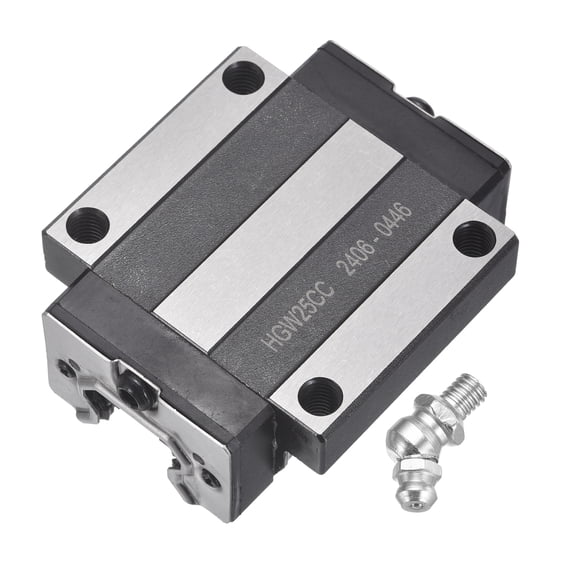 HGW25CC Linear Slider Block, Linear Slider Bearing Carriage Block with Grease Fitting for Guideway Rail CNC Machine Parts 3D Printer, Silver