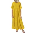 thumbnail image 1 of HGWXX7 Dresses For Women 2022 Plus Size Fashion Women O-Neck Short Sleeve Dot Peinted Casual Dress, 1 of 5