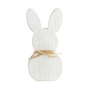 HGWXX7 Easter Standing Table Decor Wooden Bunny Rabbit Tabletop Decoration Easter Decor Block Sign Table for Easter Home Party Supplies Easter Rabbit White