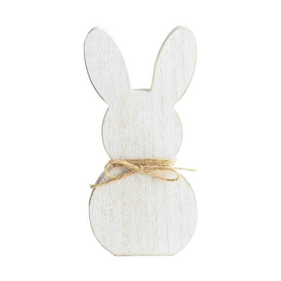 HGWXX7 Easter Standing Table Decor Wooden Bunny Rabbit Tabletop Decoration Easter Decor Block Sign Table for Easter Home Party Supplies Easter Rabbit White