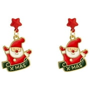 HGWXX7 silver gold pearl earrings for women clip on earrings Christmas Ornaments Ladies Earrings Holiday Festive Christmas Tree Snowman Earrings Fashion Earrings E One Size