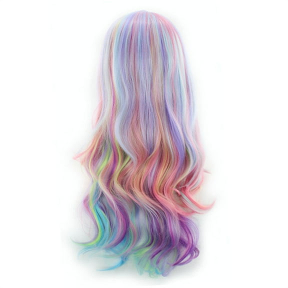 Wigs Human Hair for Women Silk Long High Play Wig Rainbow Hair Temperature Split Daily Wig Color Red Gradient Long Role Ice wig