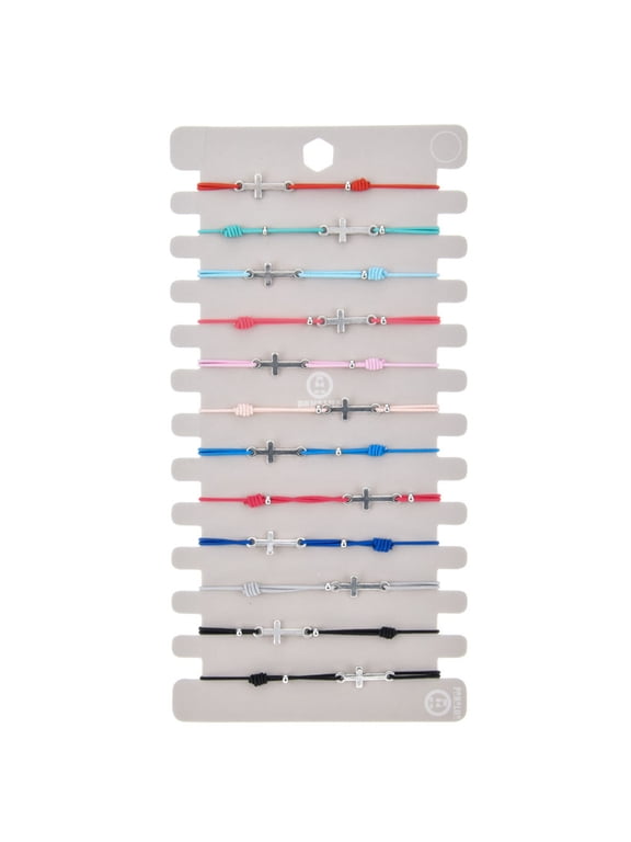 12PCS/Set Alloy Cross Stretch Bracelet Female Christian Hand Knitted Jewelry