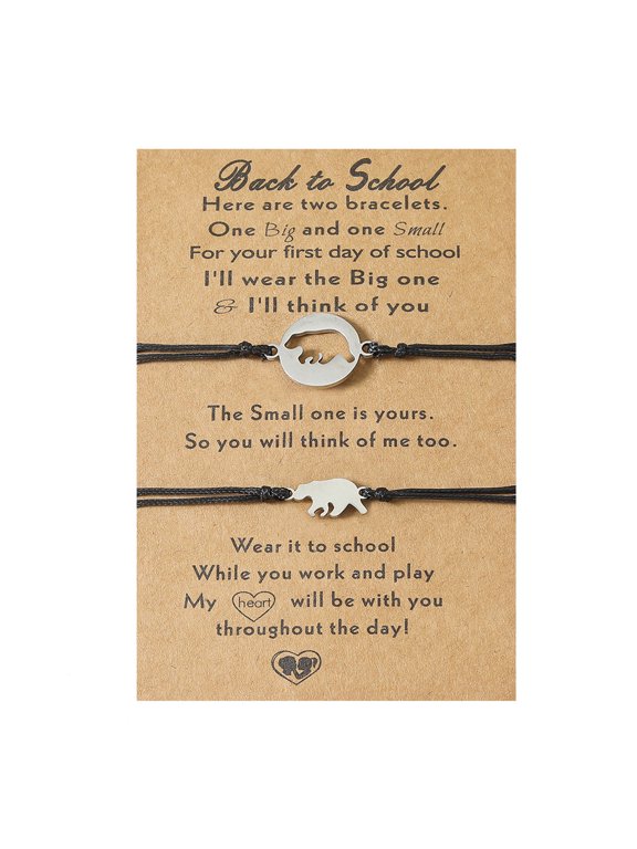 2Pcs European American Stainless Steel Hollow Little Bear School Season Bracelet