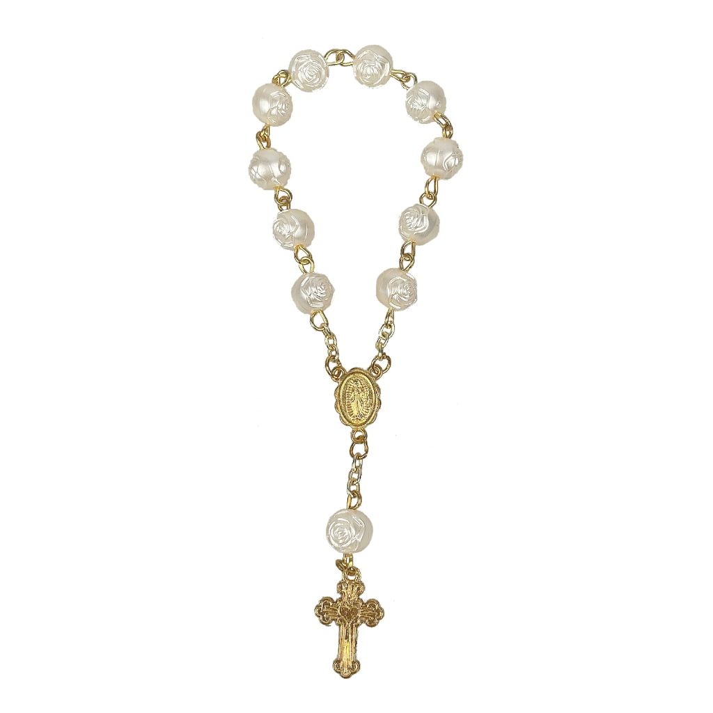 HGYCPP Acrylic Rosary Bead Finger Baptism Rosaries for Christening