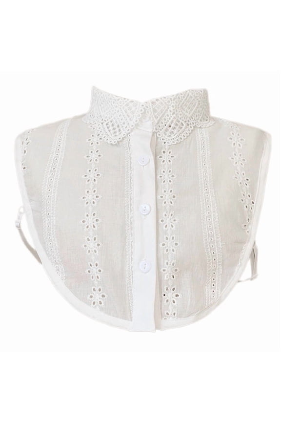 Autumn Detachable False Collar Dickey Hollow Out Floral Lace Jacquard Embroidery Half Shirt Decorative Blouse Crop Top for Women Girls