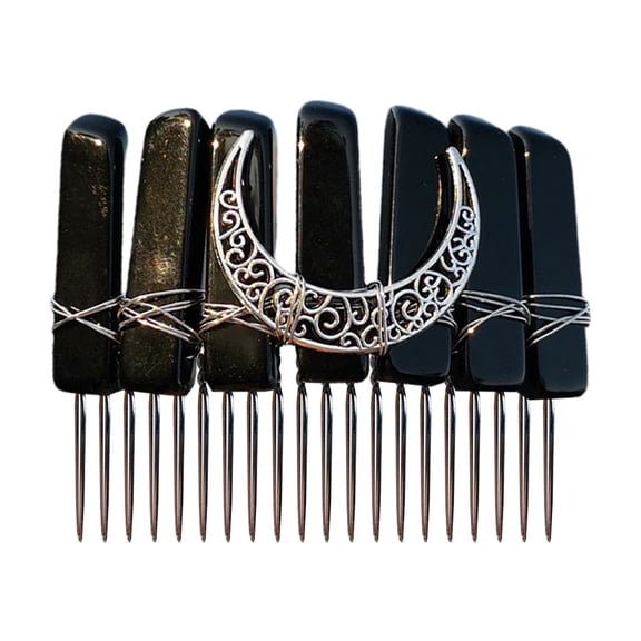 HGYCPP Boho Raw Crystal Quartz Tiara Hair Comb Antique Moon Jewelry Wdding Hairpin Clip
