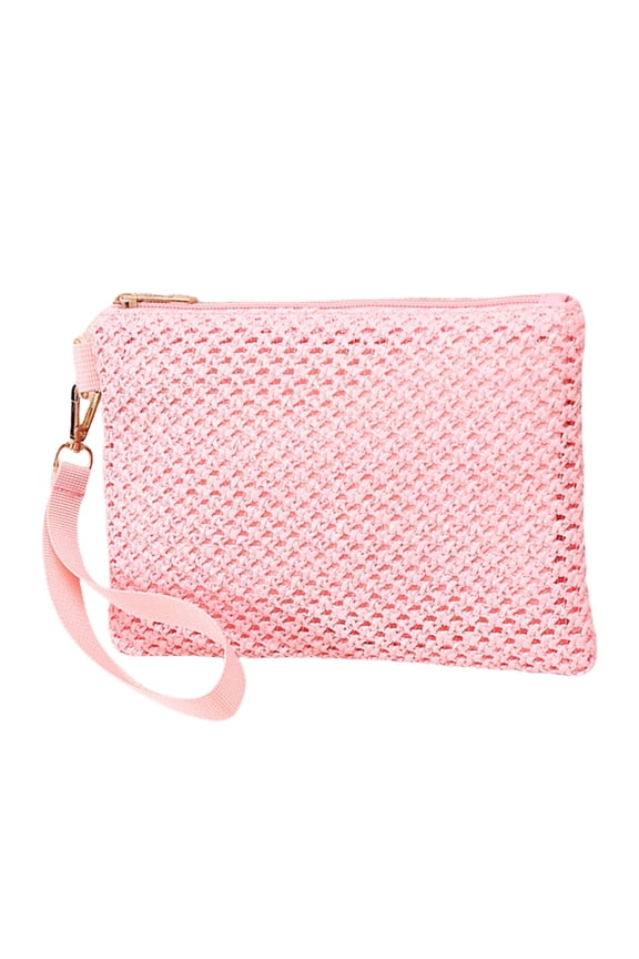 Casual Beach Woven Clutch Wristlet Bag Ladies Straw Small Handbag Purse Wallet