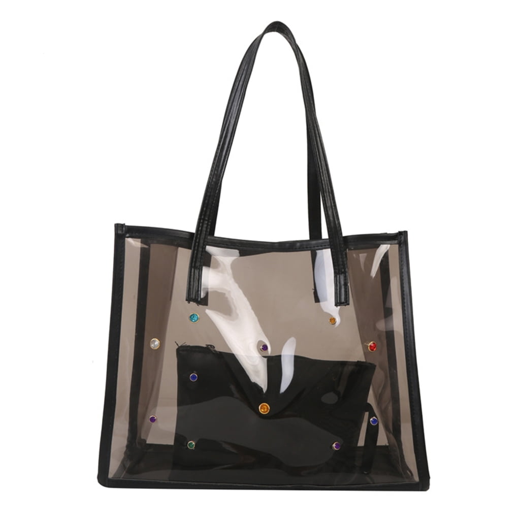 HGYCPP Chic Clear PVC Tote Bag Large Capacityfor Beach Vacations Work ...
