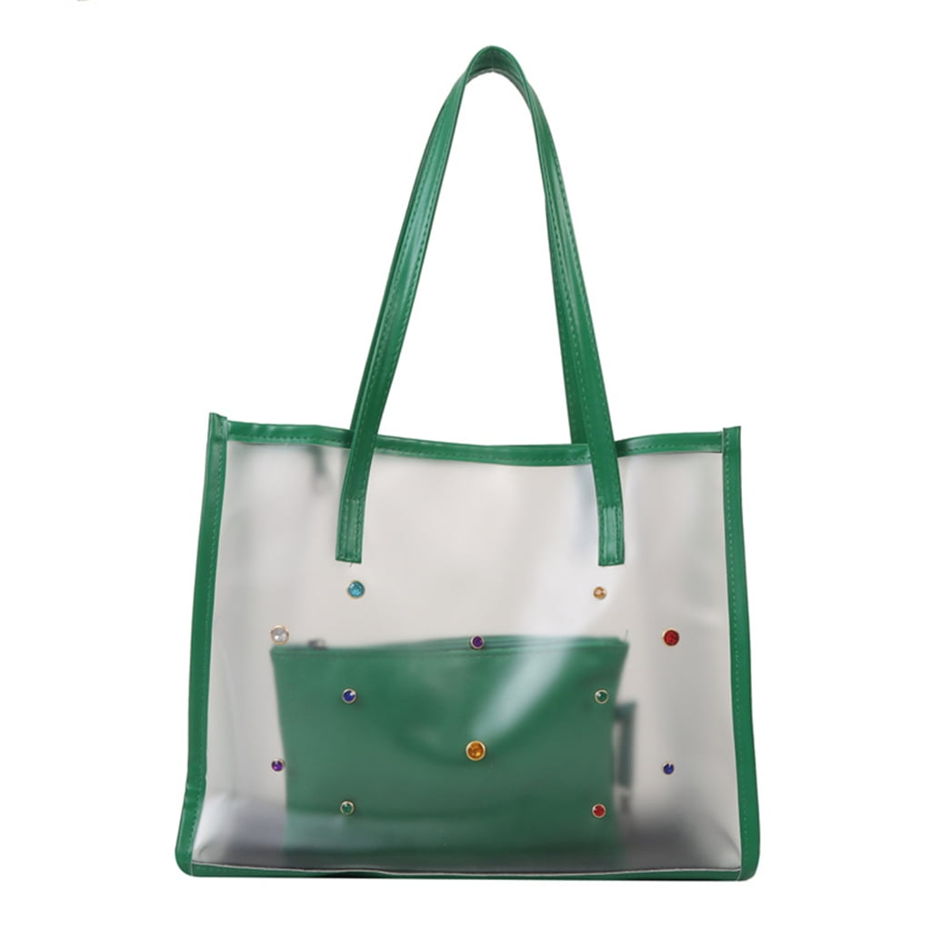 HGYCPP Chic Clear PVC Tote Bag Large Capacityfor Beach Vacations Work ...