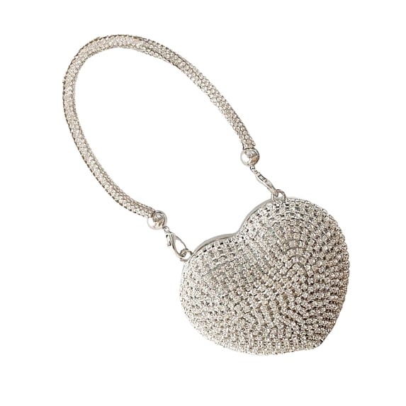 HGYCPP Eye Catching Heart Shaped Evening Purse for Women Elegant Rhinestones Satchel with Chain Shoulder Crossbody Bag