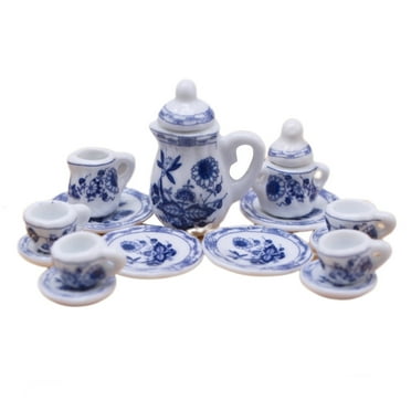 HGYCPP House Tea Teapot Set Pretend Play for Kids Role Tableware Model Toy 1:12 Scale