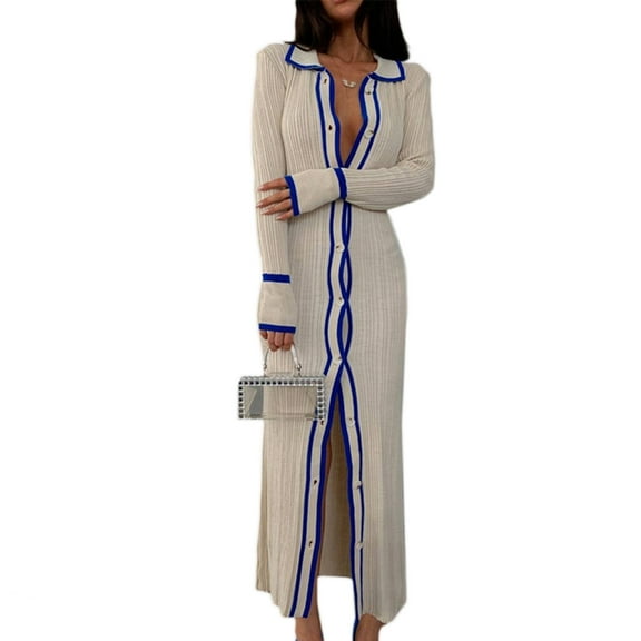 HGYCPP Knitted Long Bodycon Sweater Dresses for Women Button Down Maxi Cardigan Dress