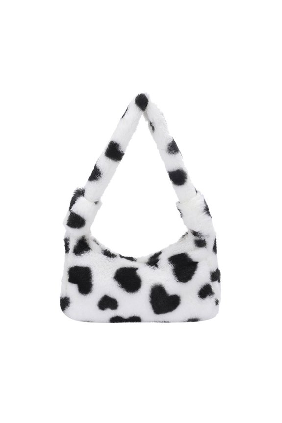 Ladies Plush Shoulder Bag Cute Plush Underarm Bag Women Handbag Purse Plush Tote Bag Dating Bag for Autumn and Winter