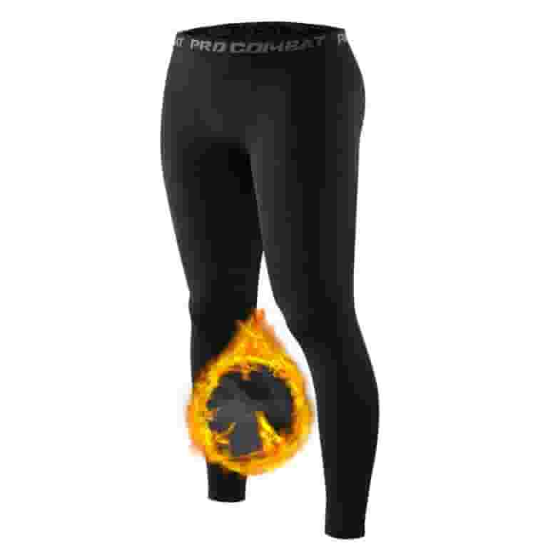 HGYCPP Men's Fleece Lined Leggings Stretchy Cycling Pants Winter