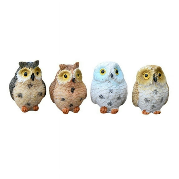 HGYCPP Miniature Resin Owl Figurine Fairy Garden Mini Animal Statue Landscape Decor