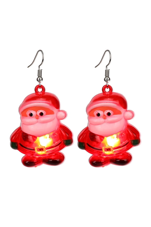 Novelty Christmas Earrings Party Jewelry LED Light Up Flashing Bulb Dangling