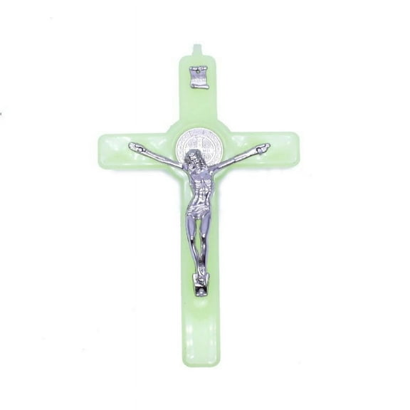 HGYCPP Plastic Luminous Metal Cross Church Relics Jesus on the Stand Cross Wall Crucifix