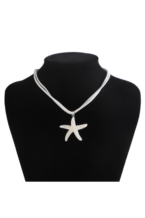 Simple Large Starfish Pendant Necklace Clavicle Chain White Rope Collar Necklace
