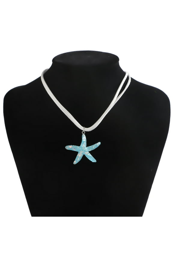Simple Large Starfish Pendant Necklace Clavicle Chain White Rope Collar Necklace