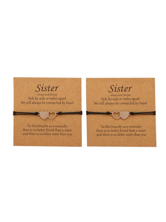Sisters Card Bracelet 2-piece Set European and American Creative Stainless Steel Heart-shaped Good Friend Bracelet