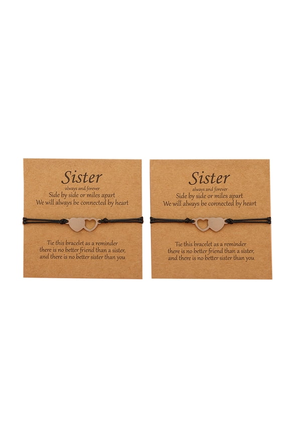 Sisters Card Bracelet 2-piece Set European and American Creative Stainless Steel Heart-shaped Good Friend Bracelet