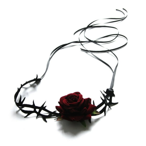 HGYCPP Thorny Rose Choker Necklaces Minimalist Collar Choker Women Flower Vampire-Collar Necklace for