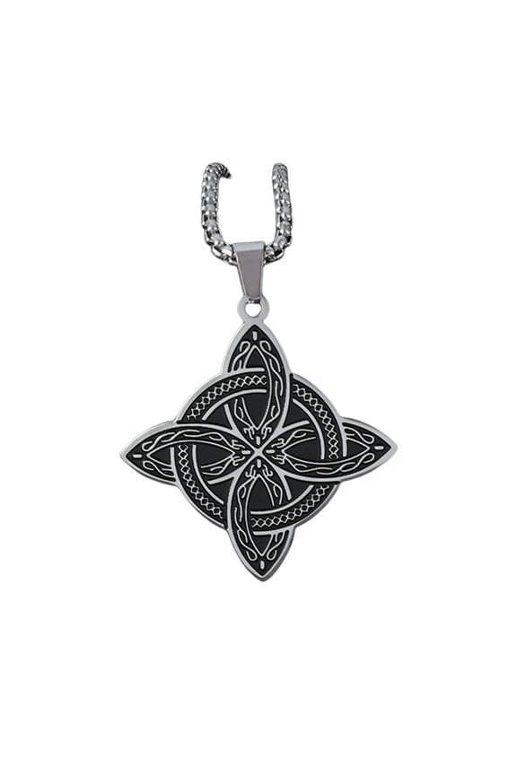 Trend Witch Knot Square Chain Necklace For Women Stainless Steel Choker Necklace Vintage Amulets Jewelry Gift