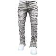 thumbnail image 1 of HGYCPP Vintage Hole Ripped Distressed Jeans for Men Straight Washed Denims Trousers, 1 of 19