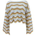 thumbnail image 1 of HGYCPP Women Long Sleeve Crop Top Striped Crochet Knit Pullover Loose Shirts Streetwear, 1 of 19