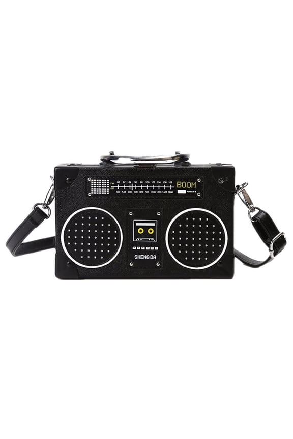 Women Radio Shape Crossbody Bag Tape Shaped Shoulder Bag PU Handbag